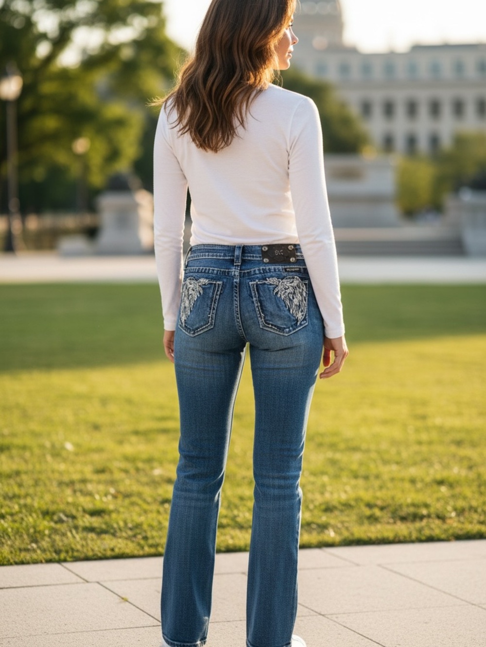 Miss Me Wing Rhinestone Embellished Jeans Women’s Size 24 Style JP5491BV